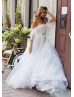 Off Shoulder White Lace Sparkle Wedding Dress